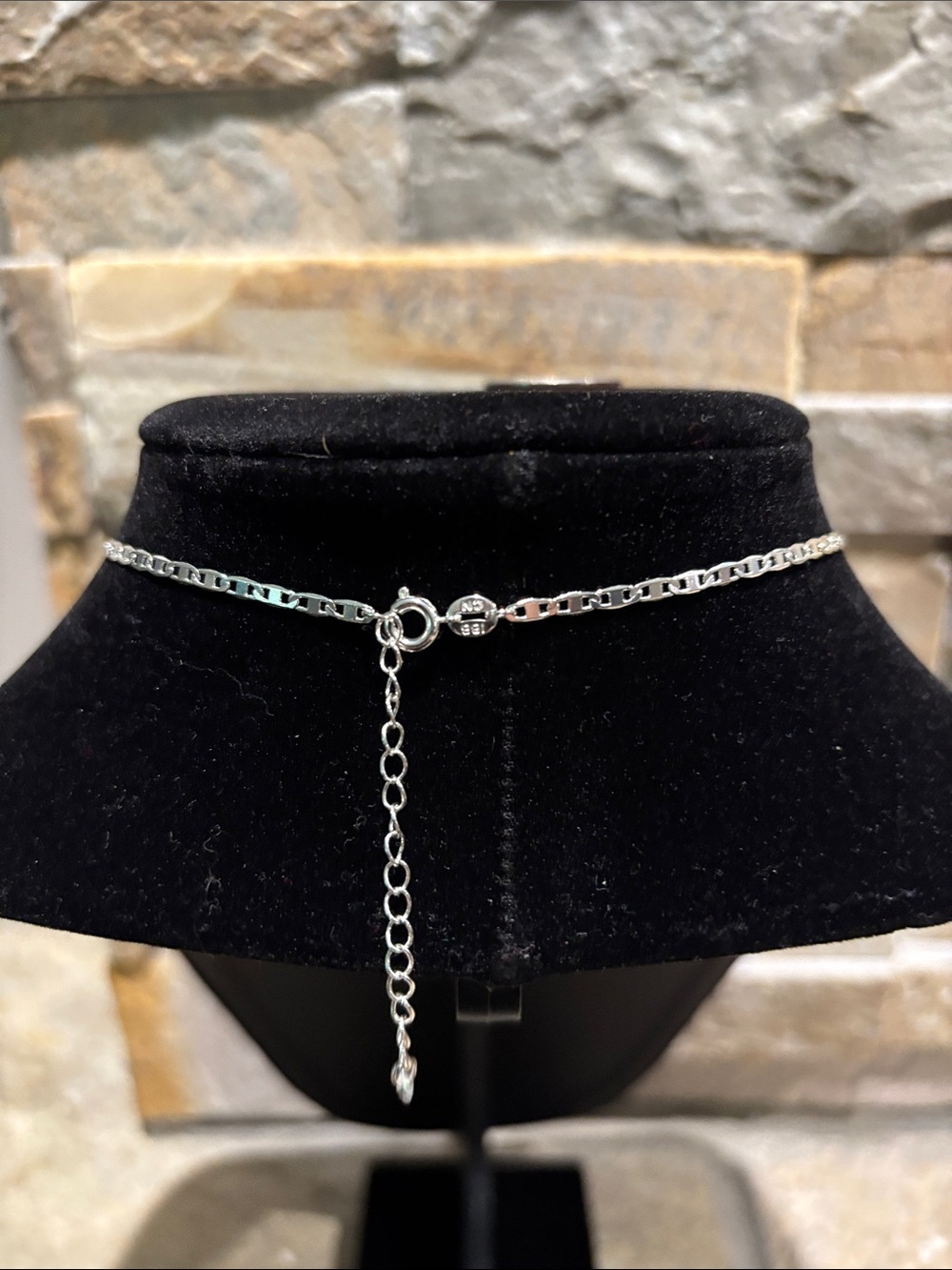 LV Silver Vertical Logo Bar Necklace - Picture 5 of 5